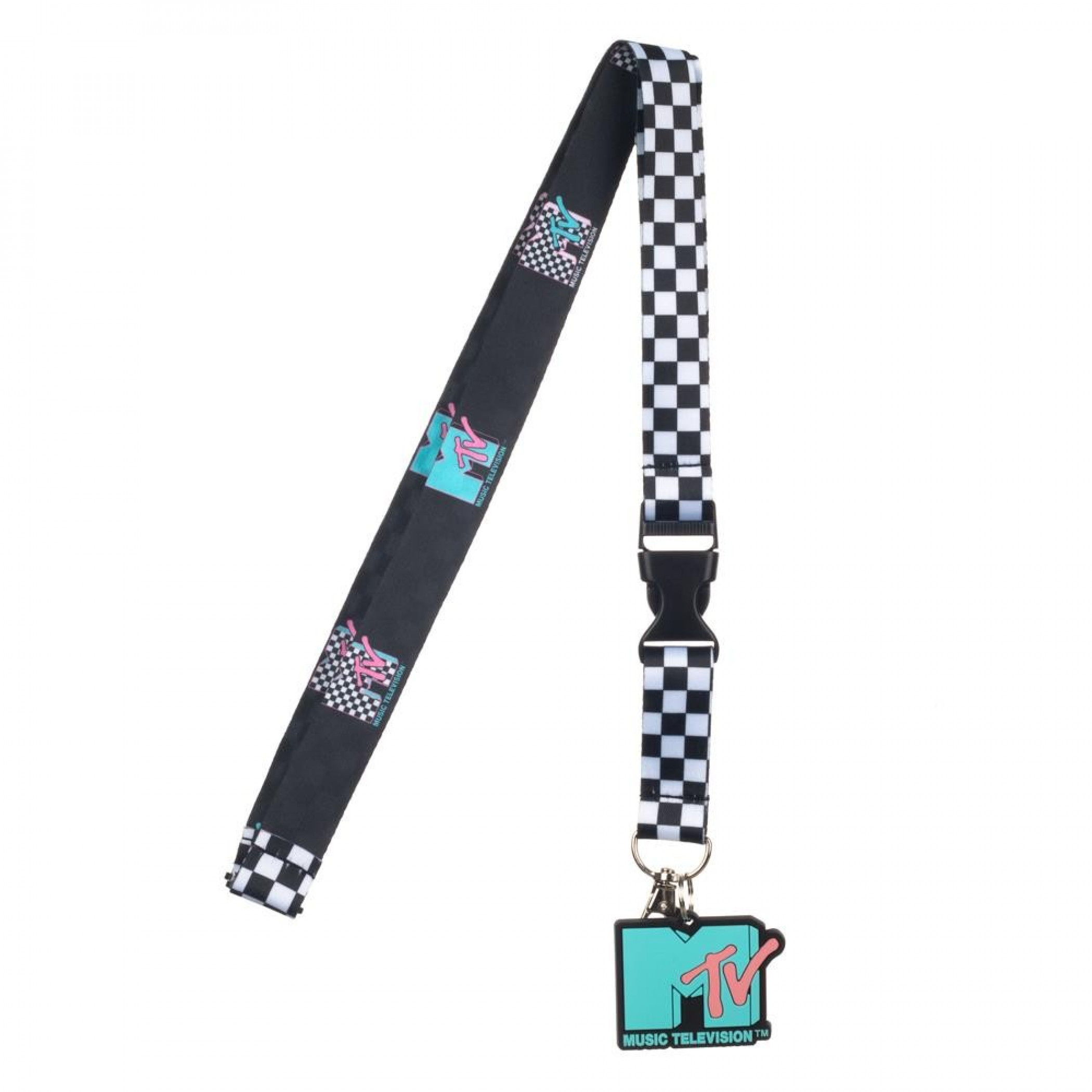 MTV Repeating Pattern Lanyard with Charm and Sticker